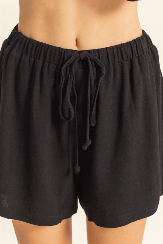 Britt Black Linen Blouse SET