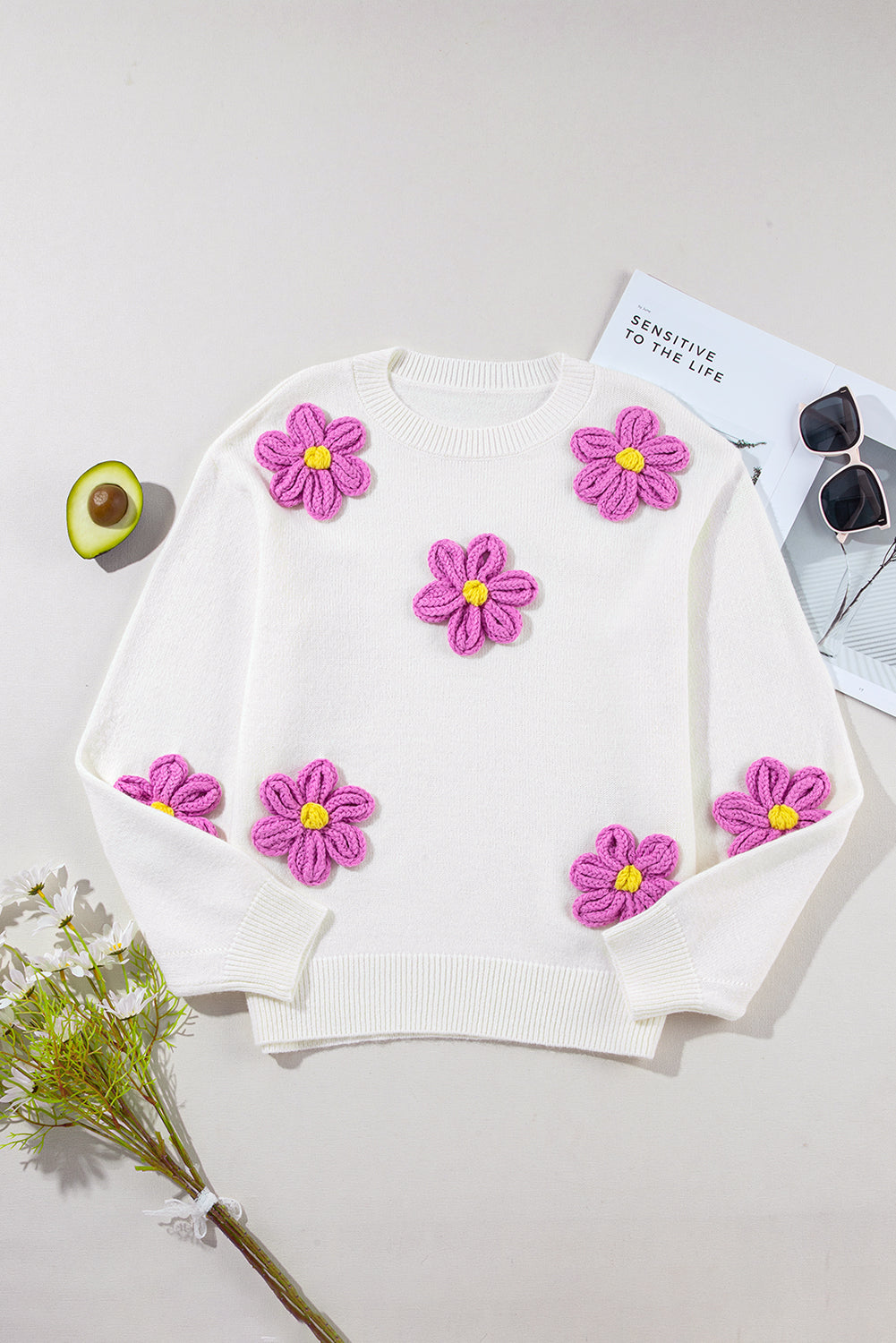 White Floral Sweater - SALE