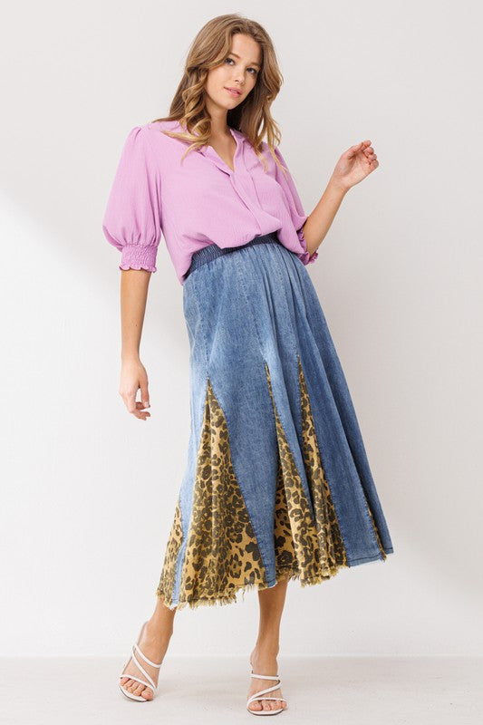 Leopard Denim Skirt