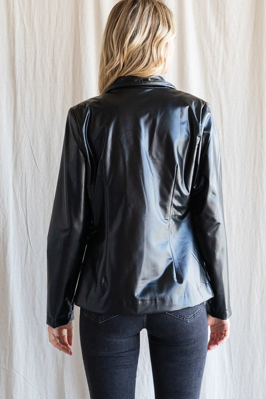 Black Pleather Blazer - sale