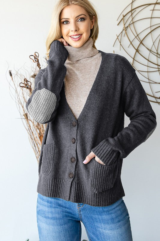 V Neck Button Cardigan - sale