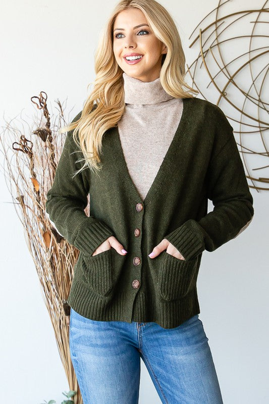 V Neck Button Cardigan - sale