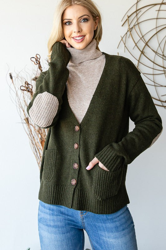 V Neck Button Cardigan - sale