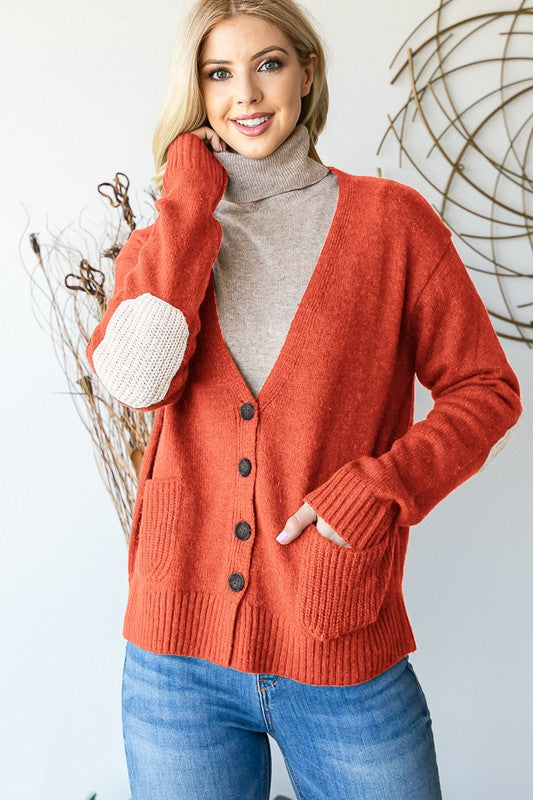 V Neck Button Cardigan - sale