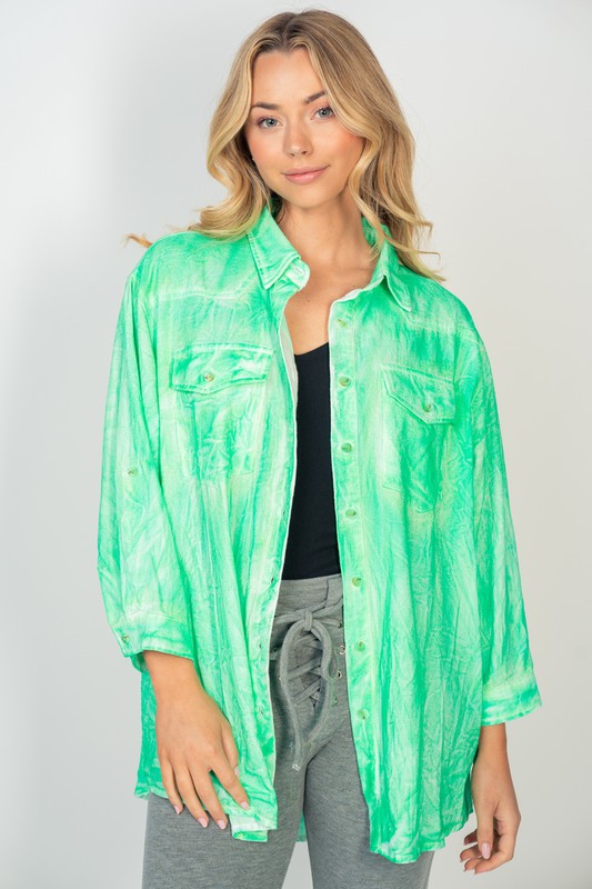 Spray Wash Button Down Shirt
