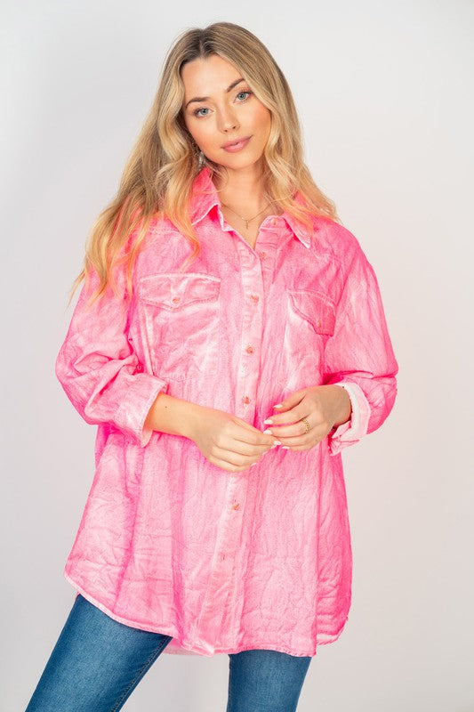 Spray Wash Button Down Shirt