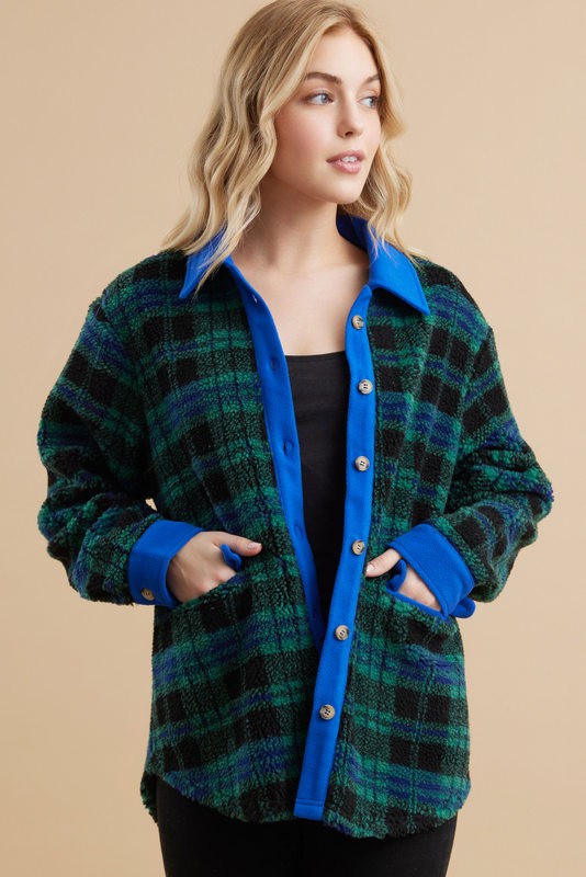 Green Checkered Shacket