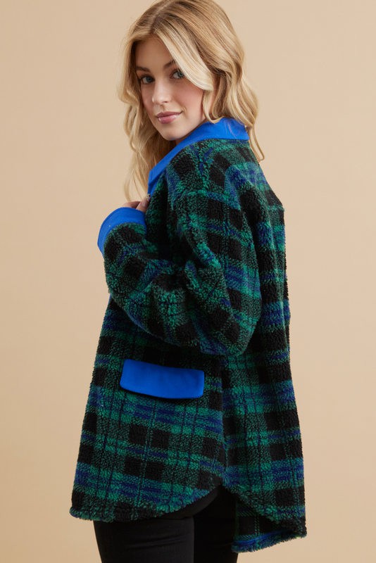 Green Checkered Shacket