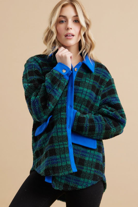 Green Checkered Shacket