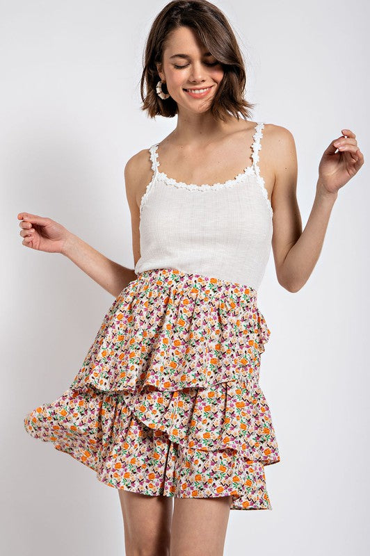 Floral Tiered Skirt  - sale