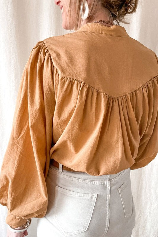 Mustard Pleated Blouse - SALE