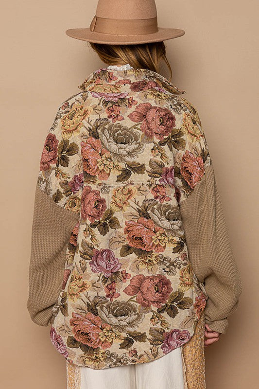 Camel Floral Shacket