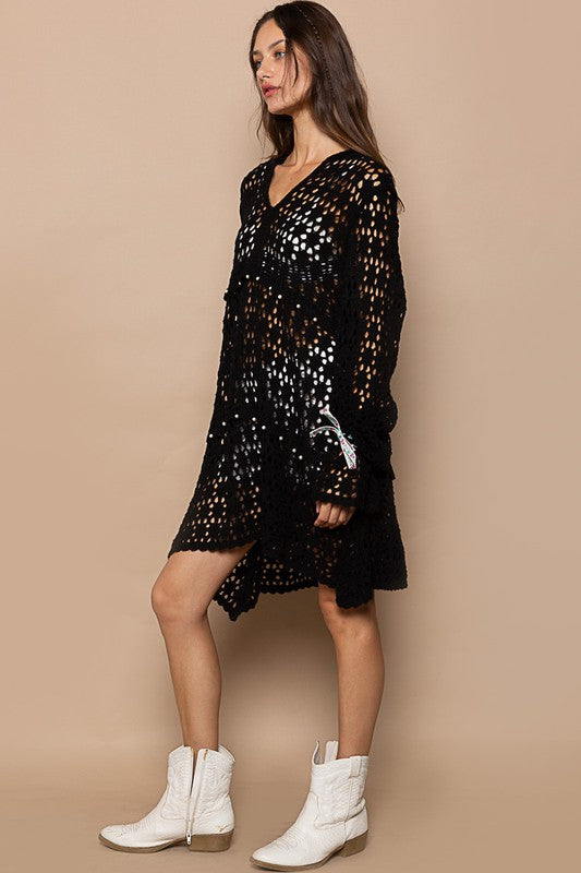 Black Open Knit Top - SALE