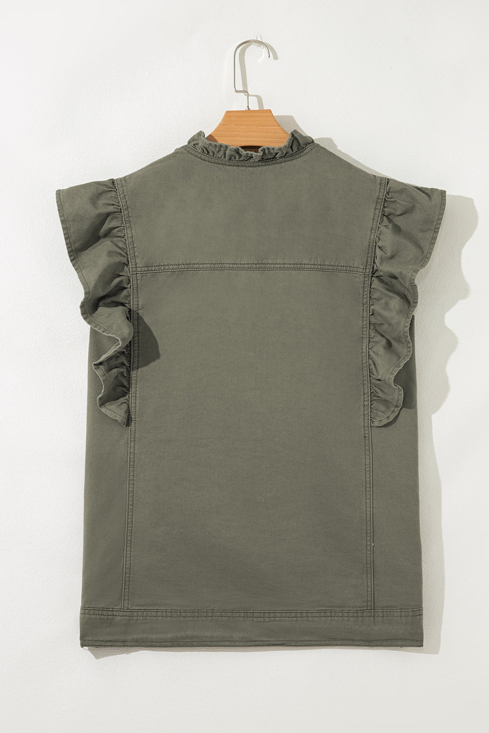 Olive Ruffle Vest