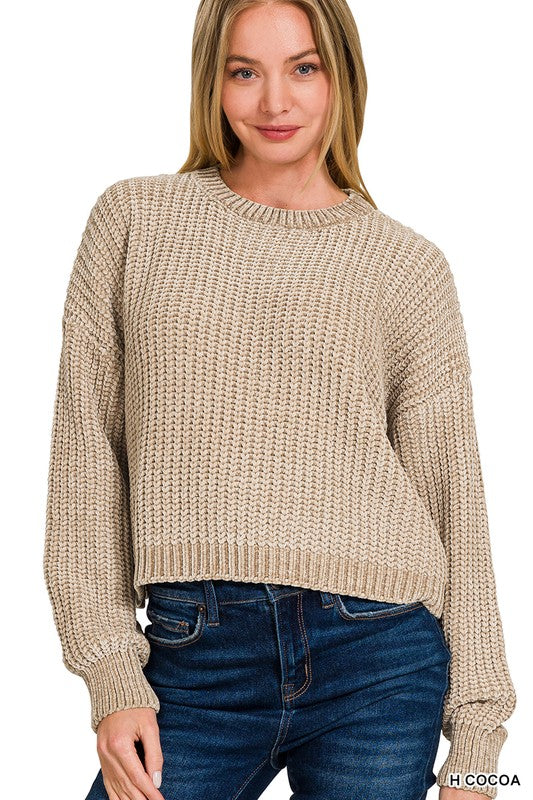 Chenille Crop Sweater