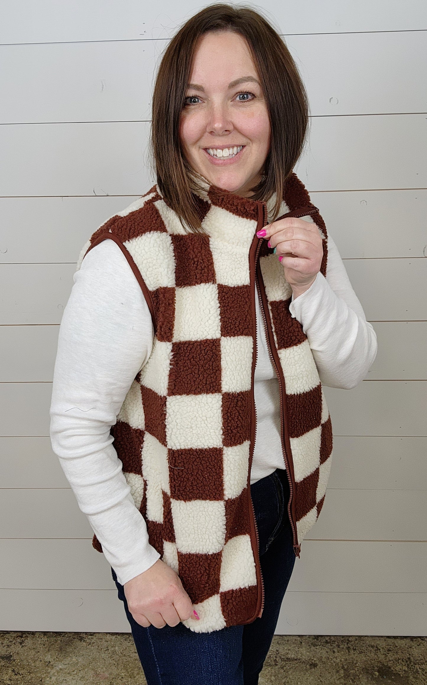 Checkered Brown Vest - sale