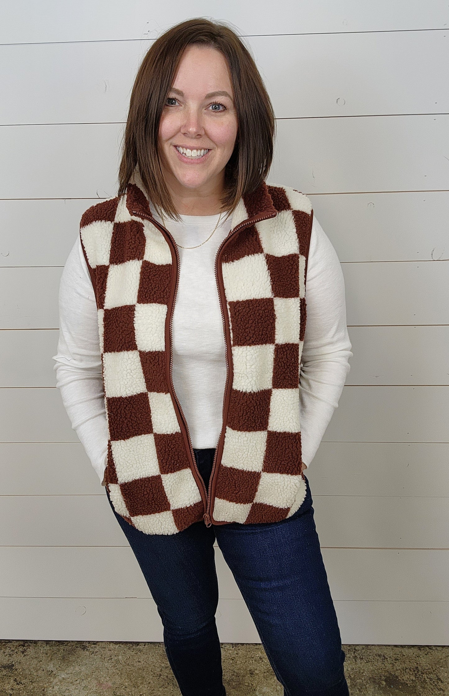 Checkered Brown Vest - sale
