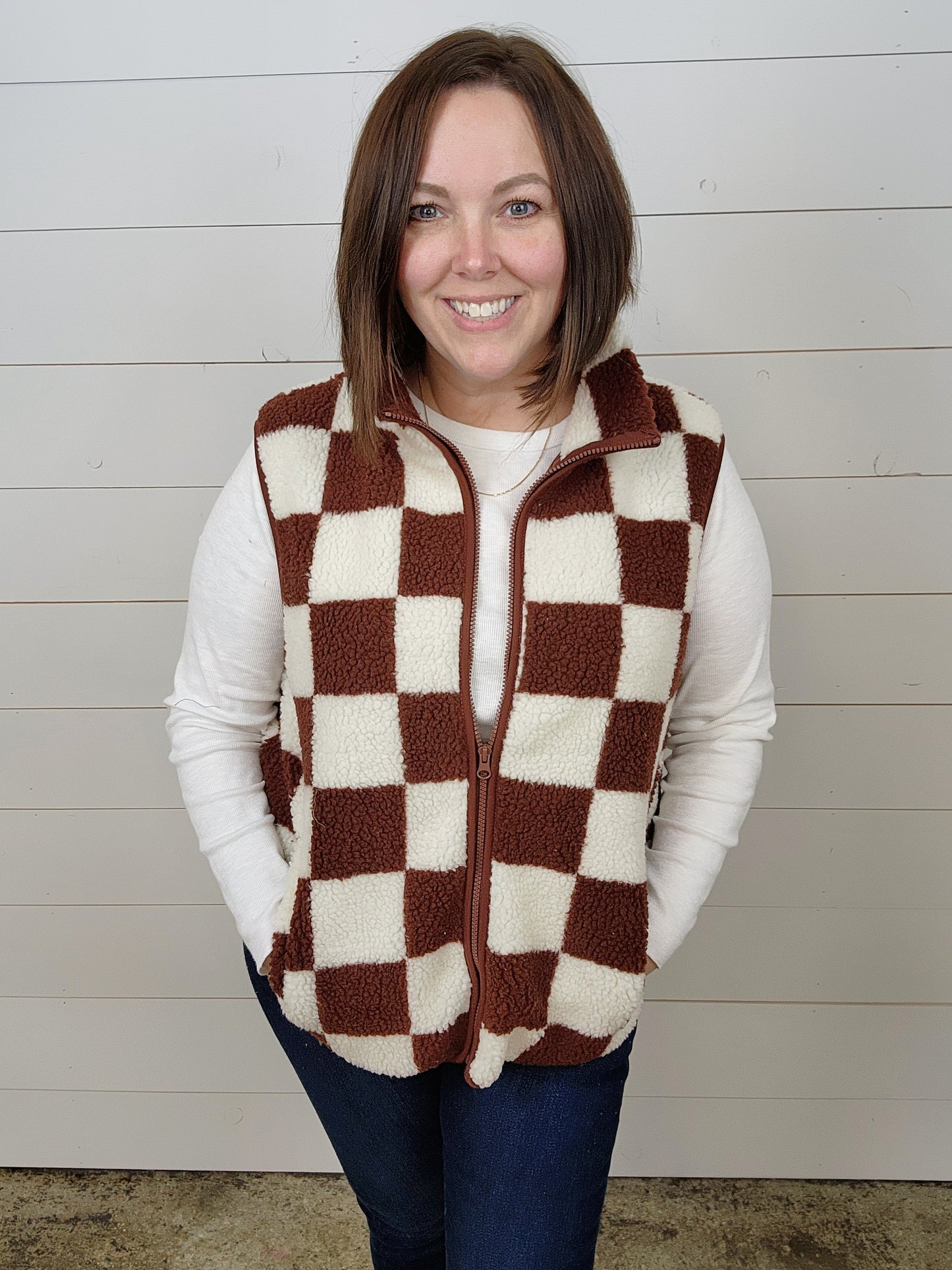 Checkered Brown Vest - sale