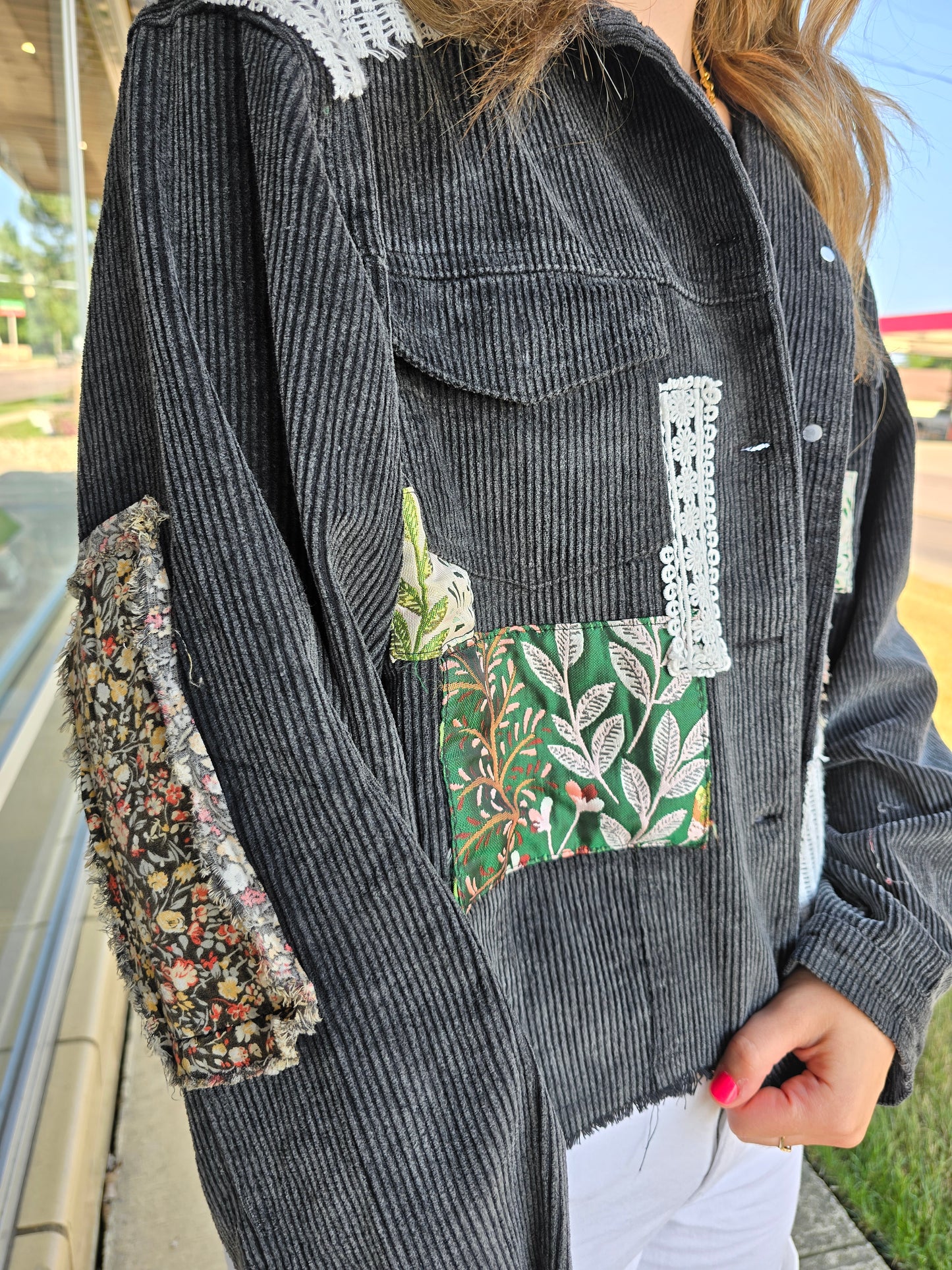 Black Patch Corduroy Jacket