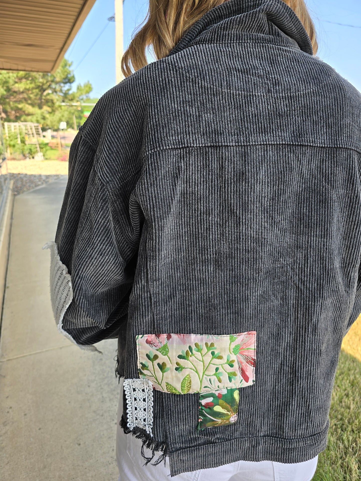Black Patch Corduroy Jacket