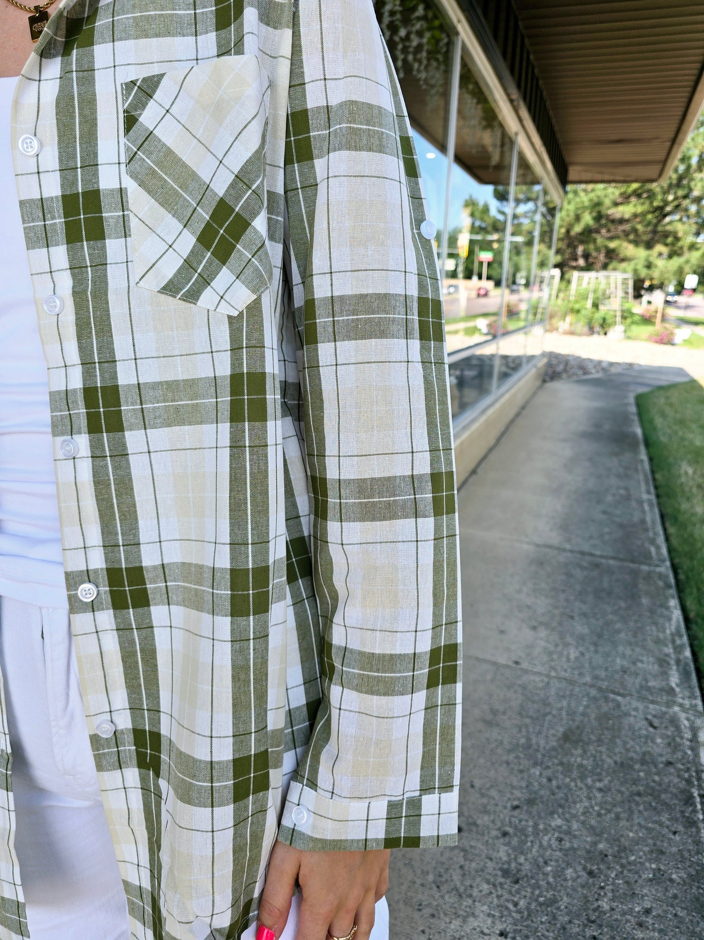 Olive Plaid Shirt - sale