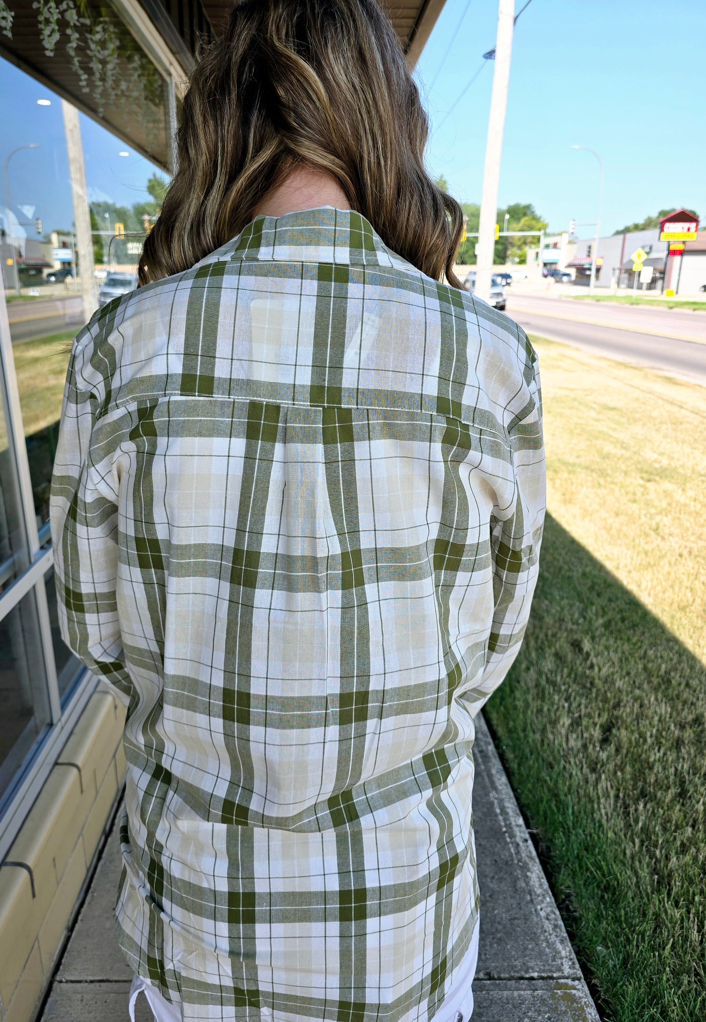 Olive Plaid Shirt - sale