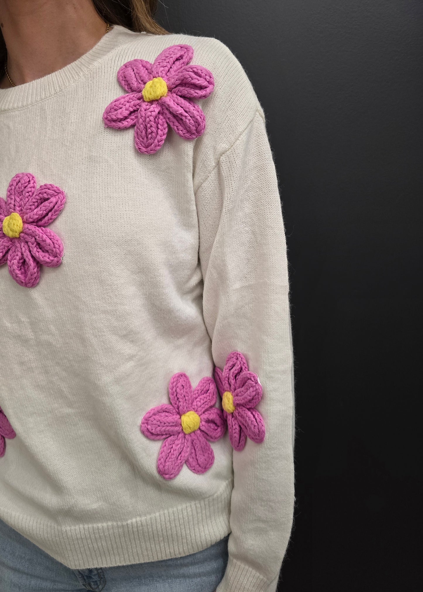 White Floral Sweater - SALE