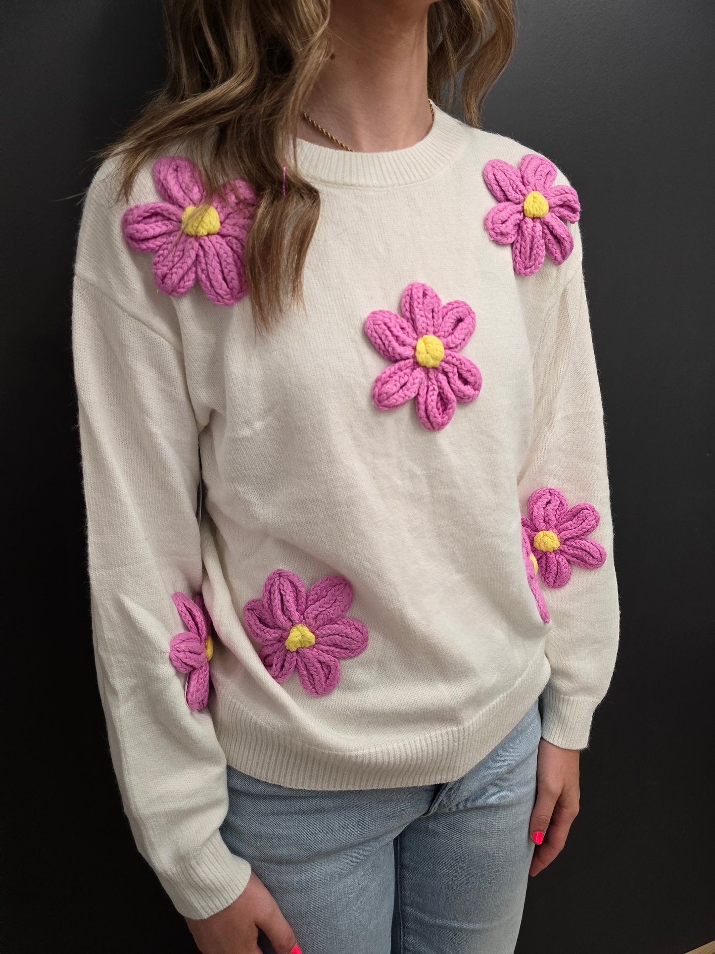 White Floral Sweater - SALE