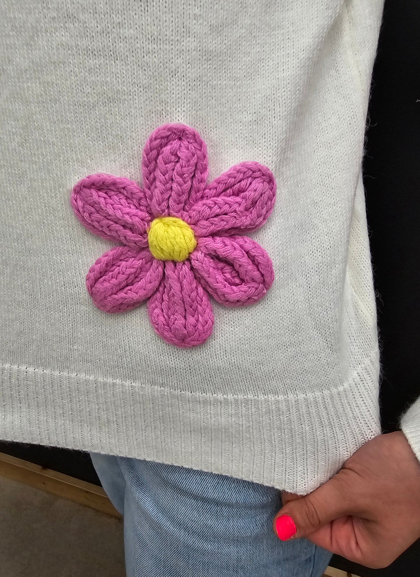 White Floral Sweater - SALE