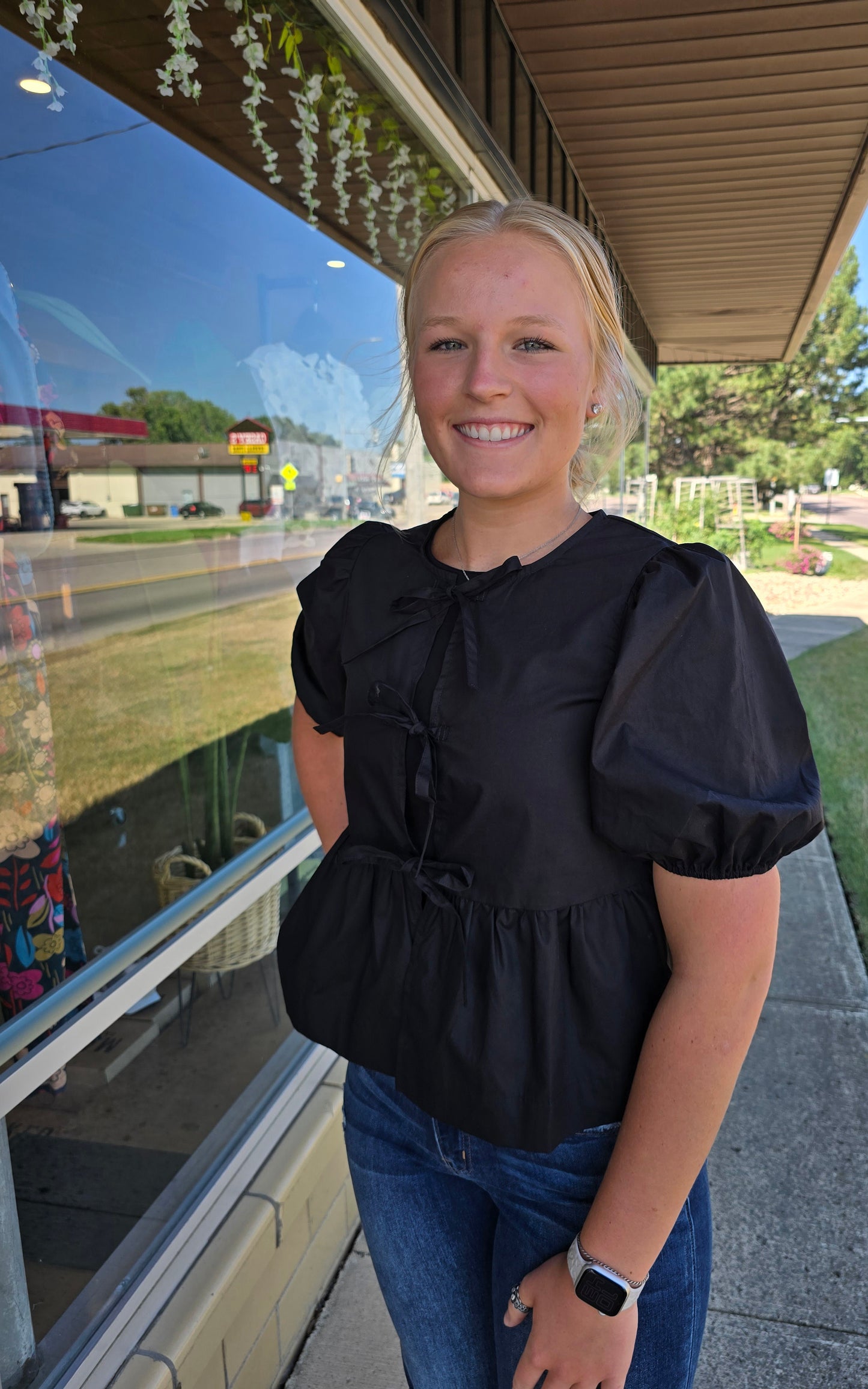 Tie Peplum Blouse
