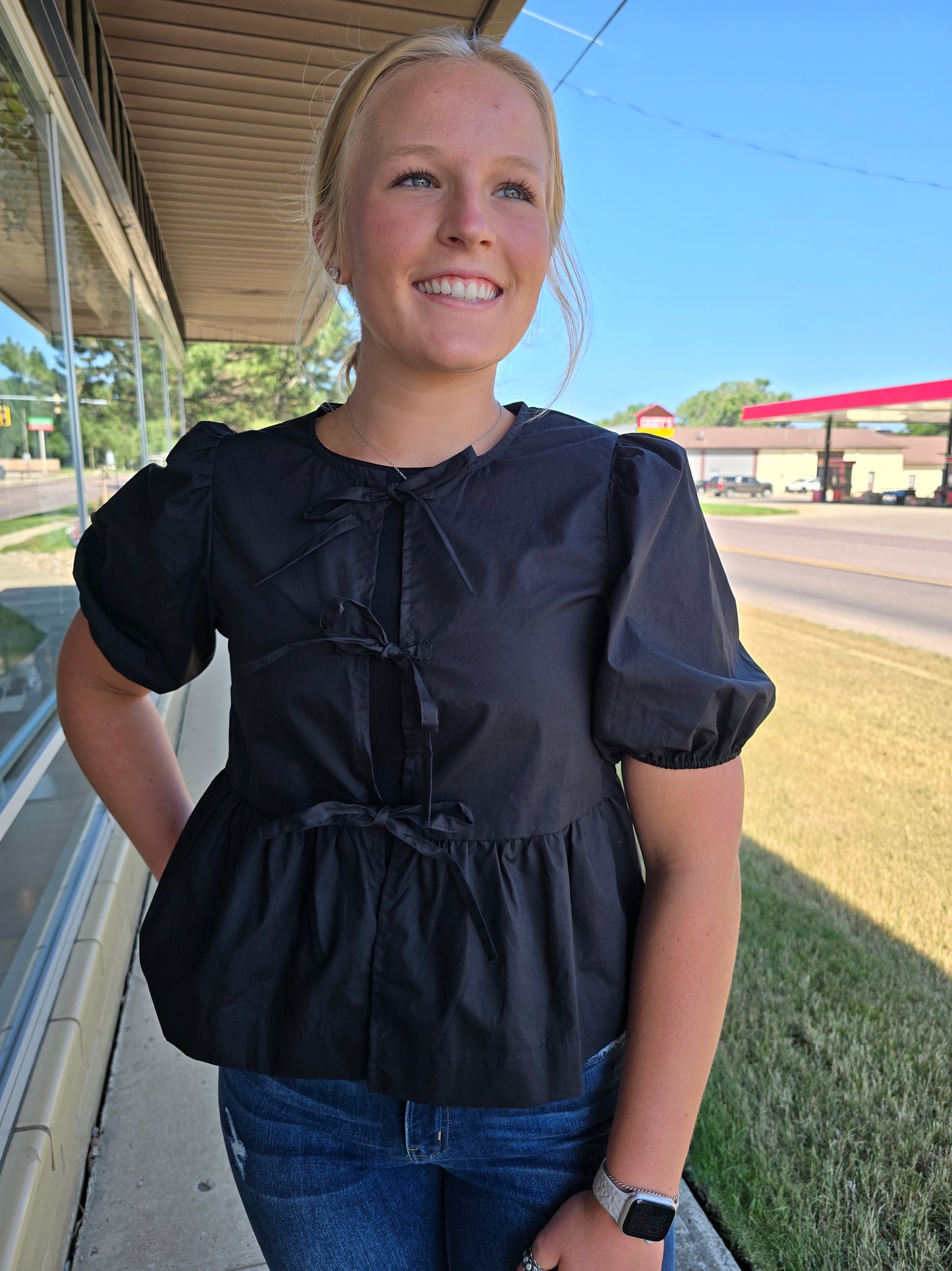 Tie Peplum Blouse