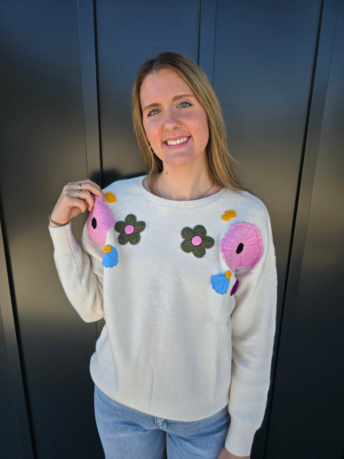 Beige Flower Sweater - SALE