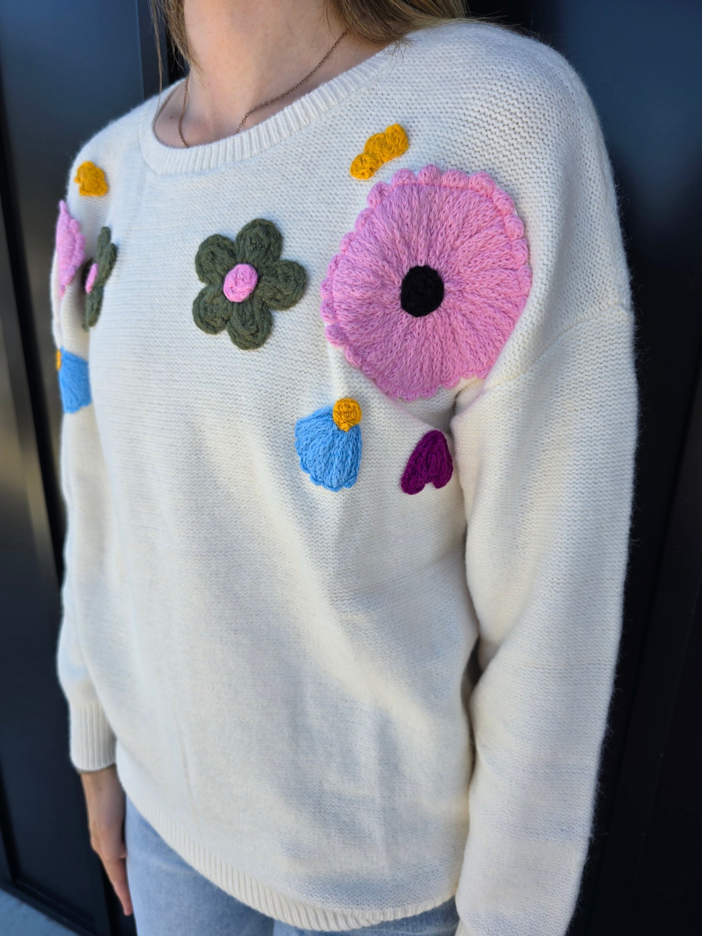 Beige Flower Sweater - SALE