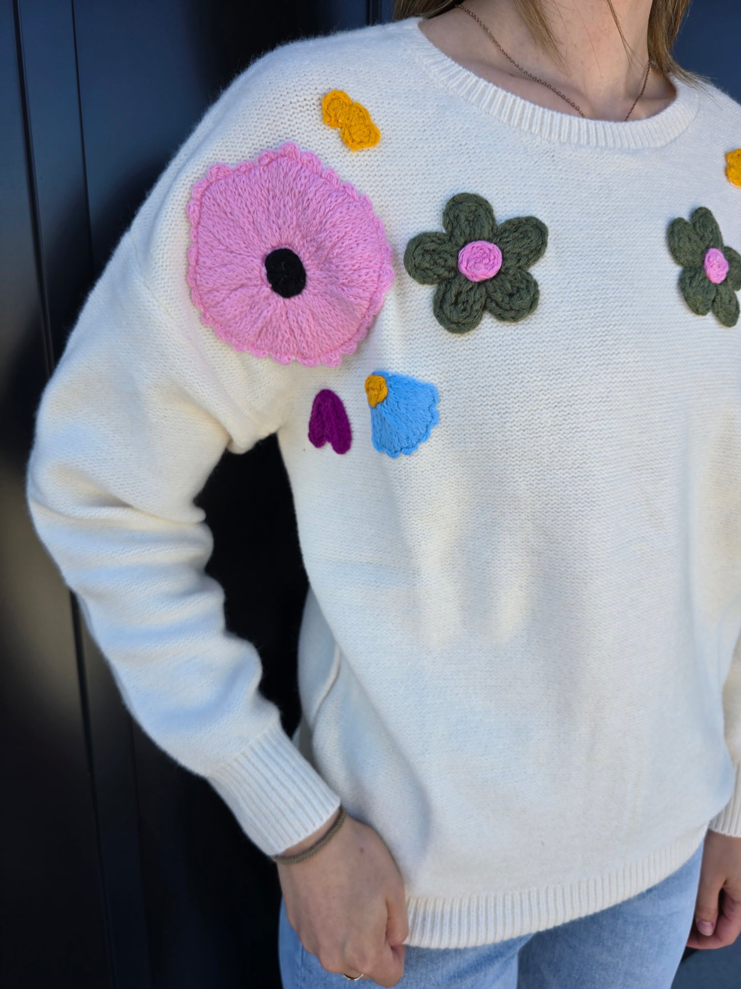 Beige Flower Sweater - SALE