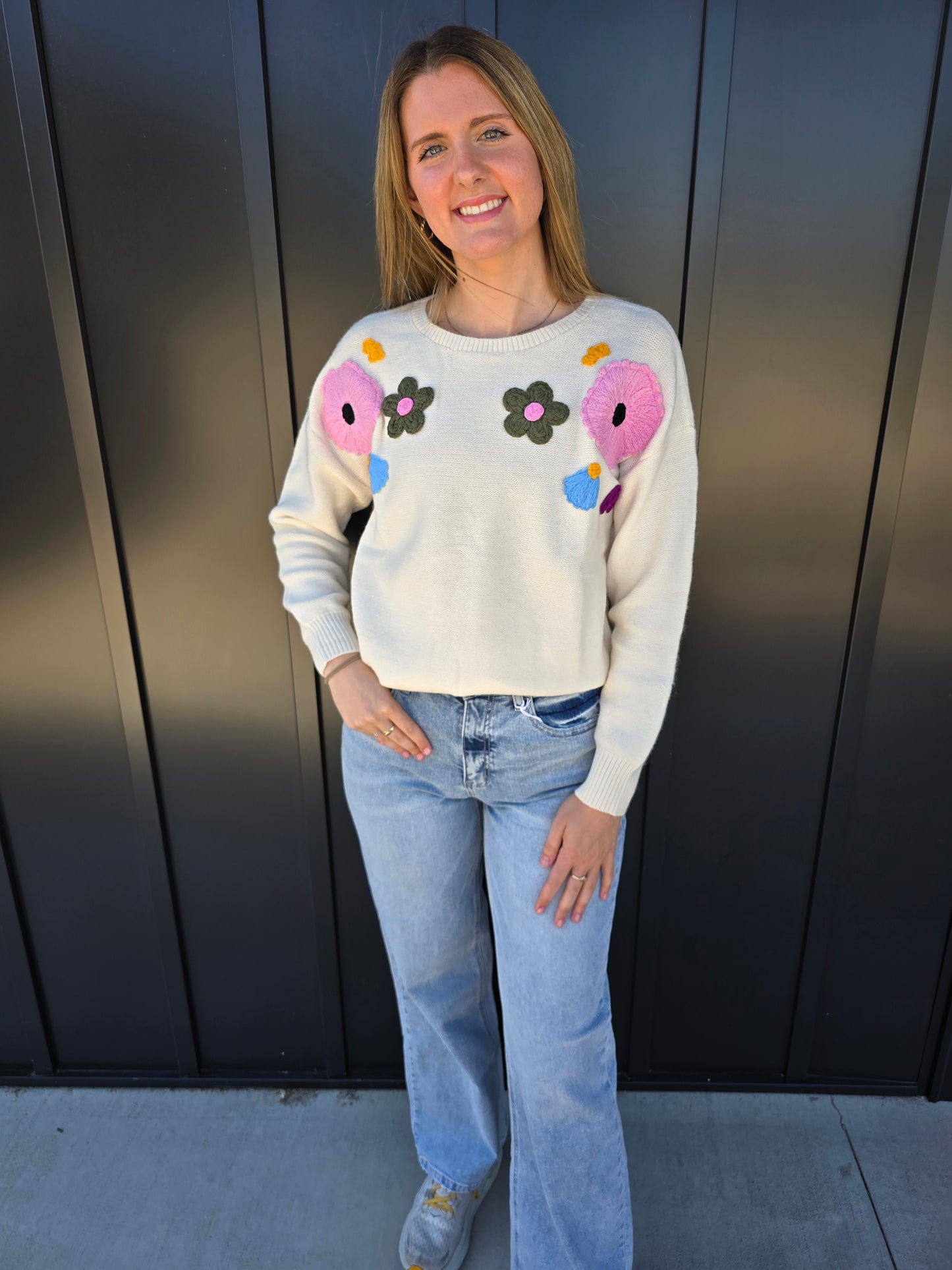 Beige Flower Sweater - SALE