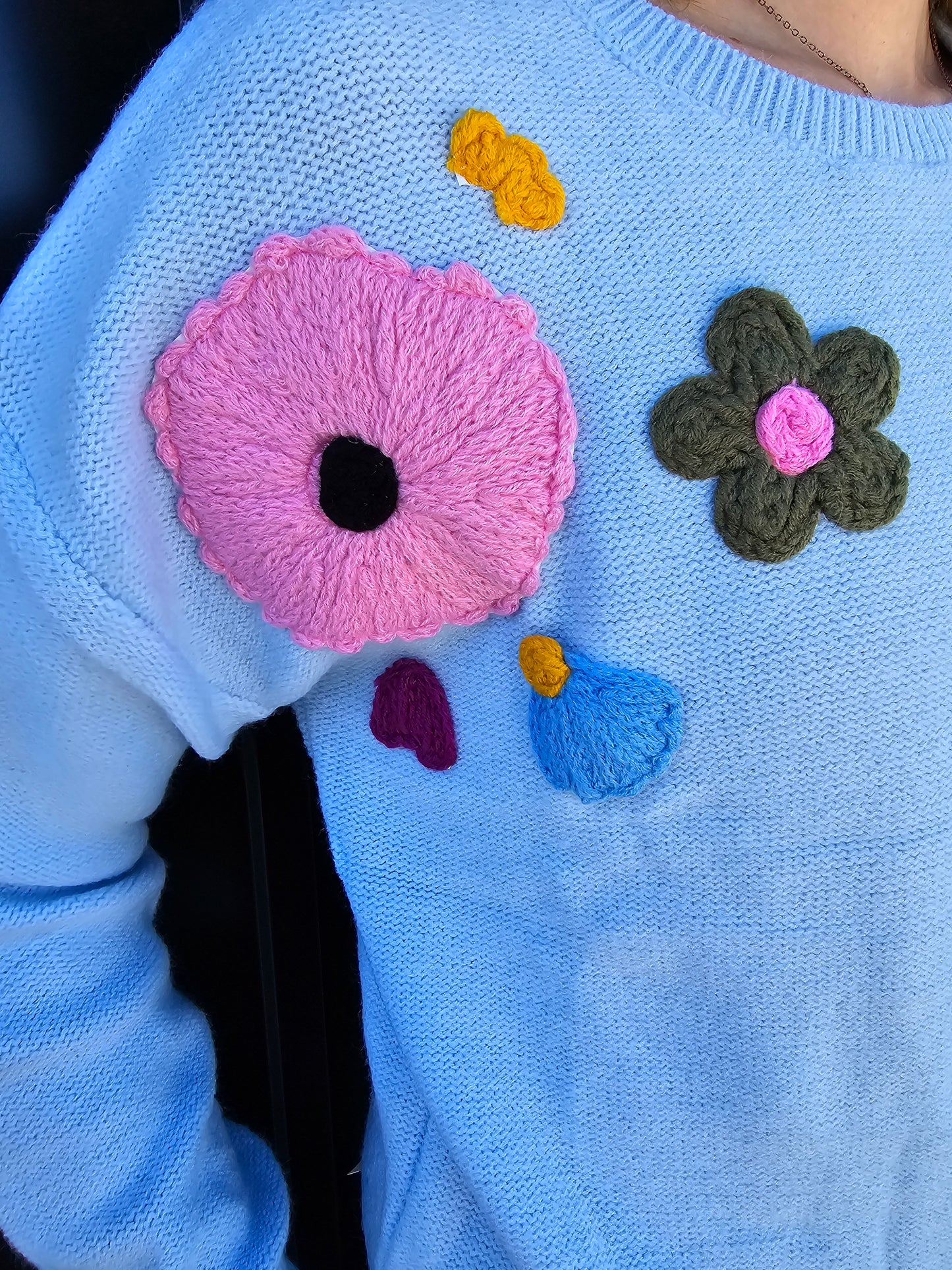 Light Blue Flower Sweater