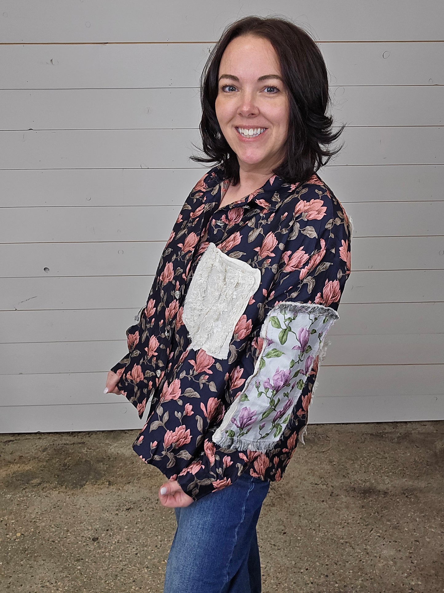 Navy Jacquard Shacket