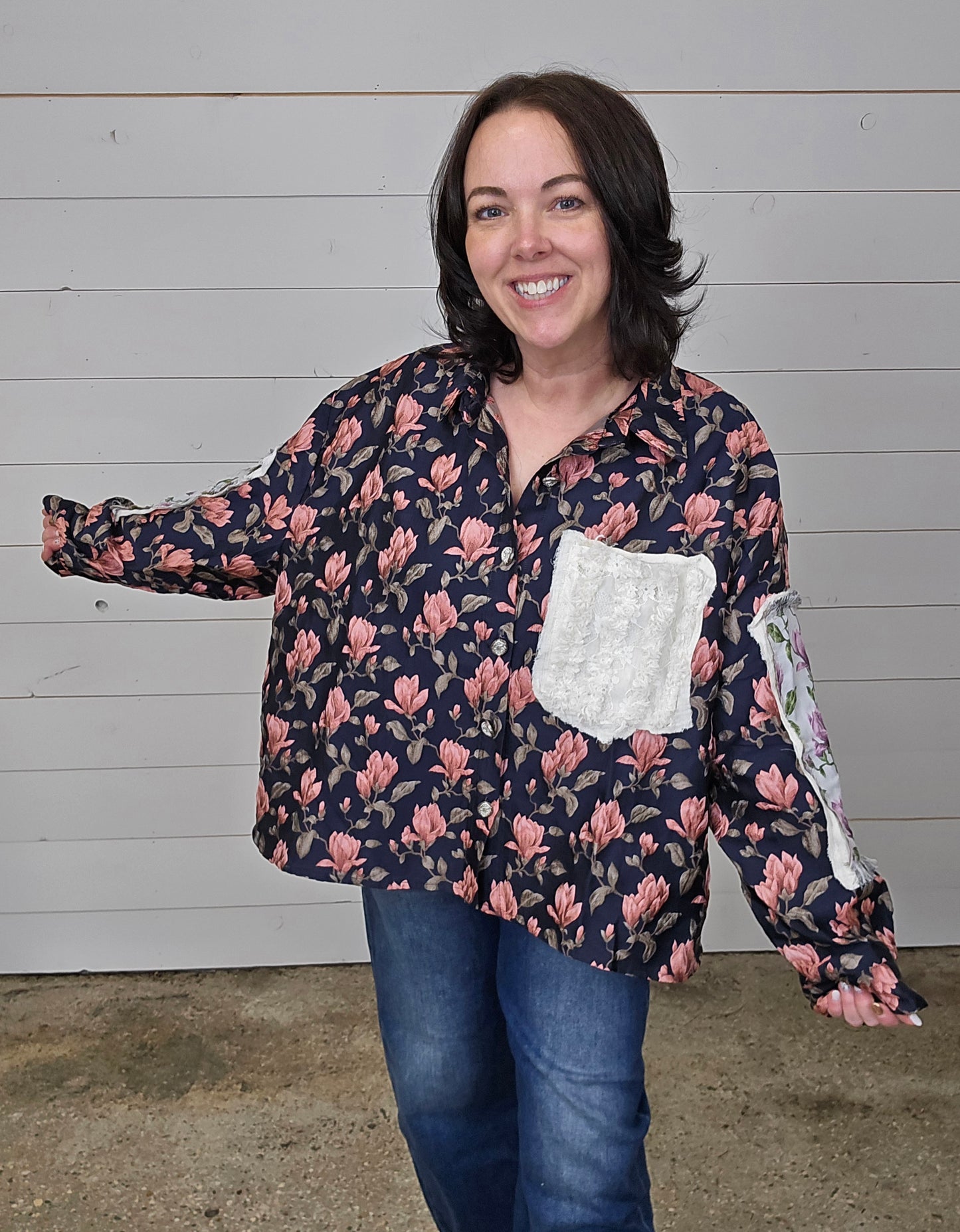 Navy Jacquard Shacket