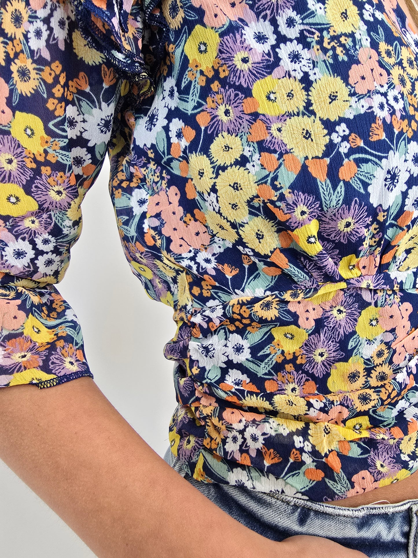 Navy Smocked Top - SALE