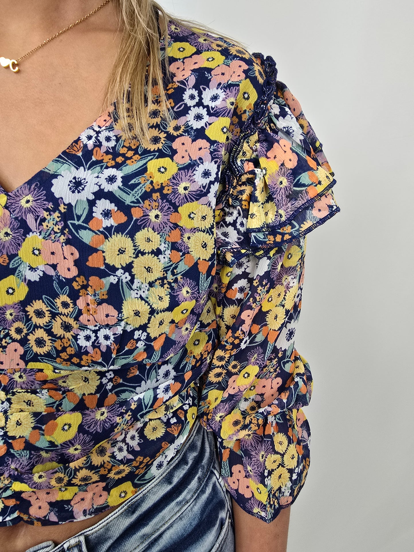 Navy Smocked Top - SALE