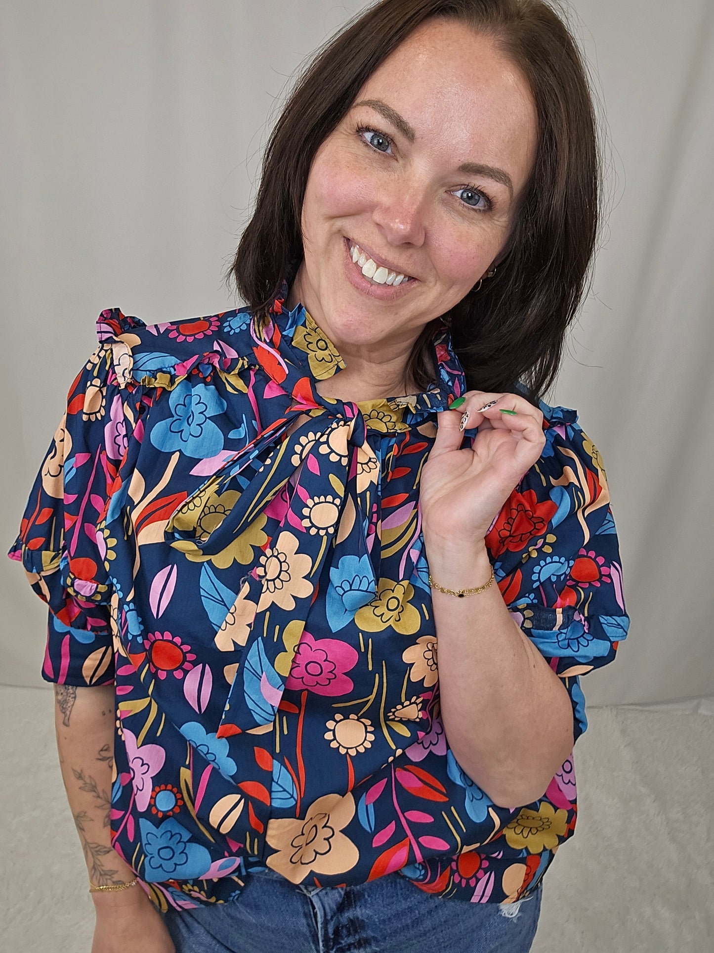 Floral Puff Sleeve Blouse - SALE