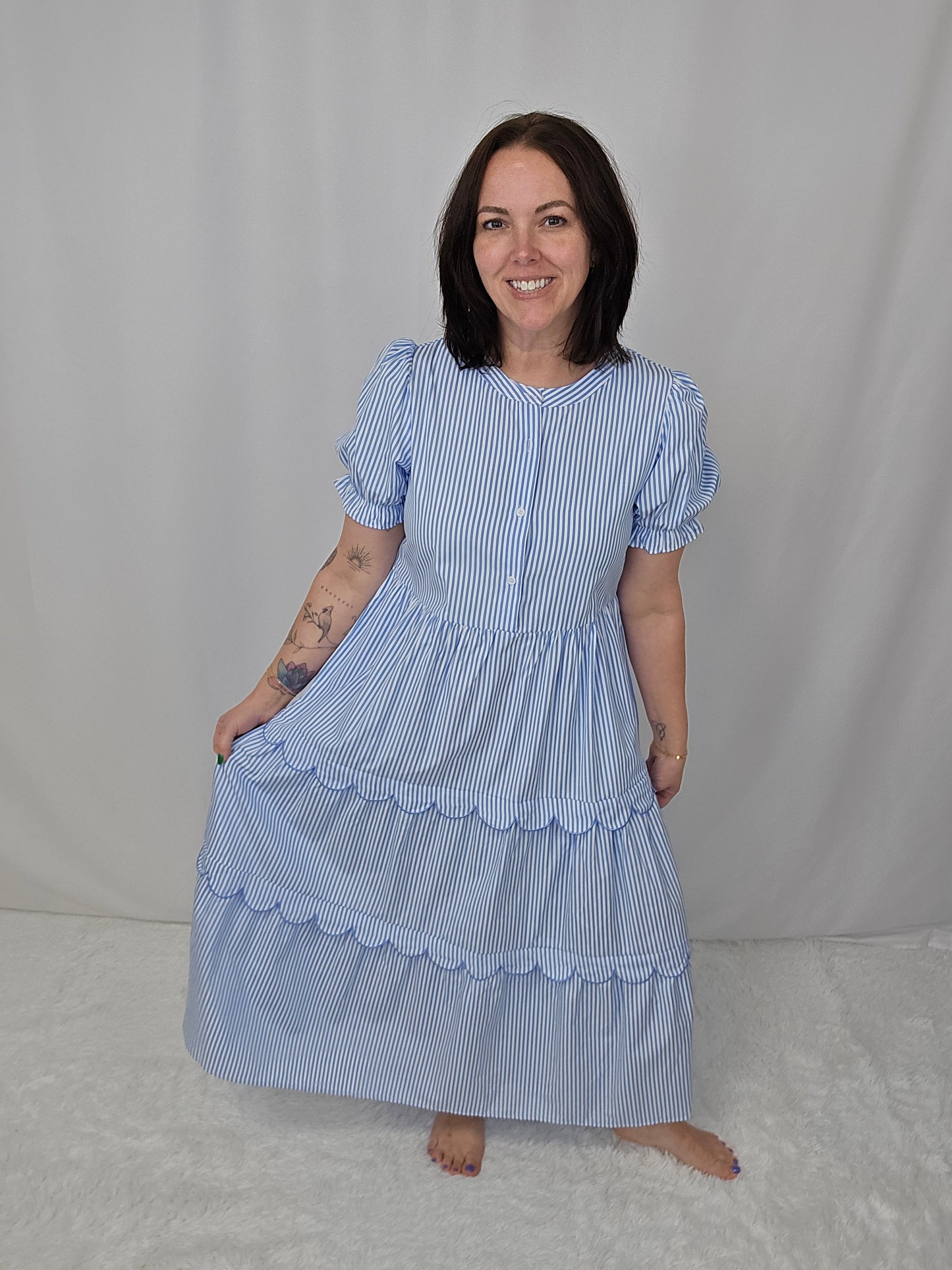 Barb Blue Stripe Dress
