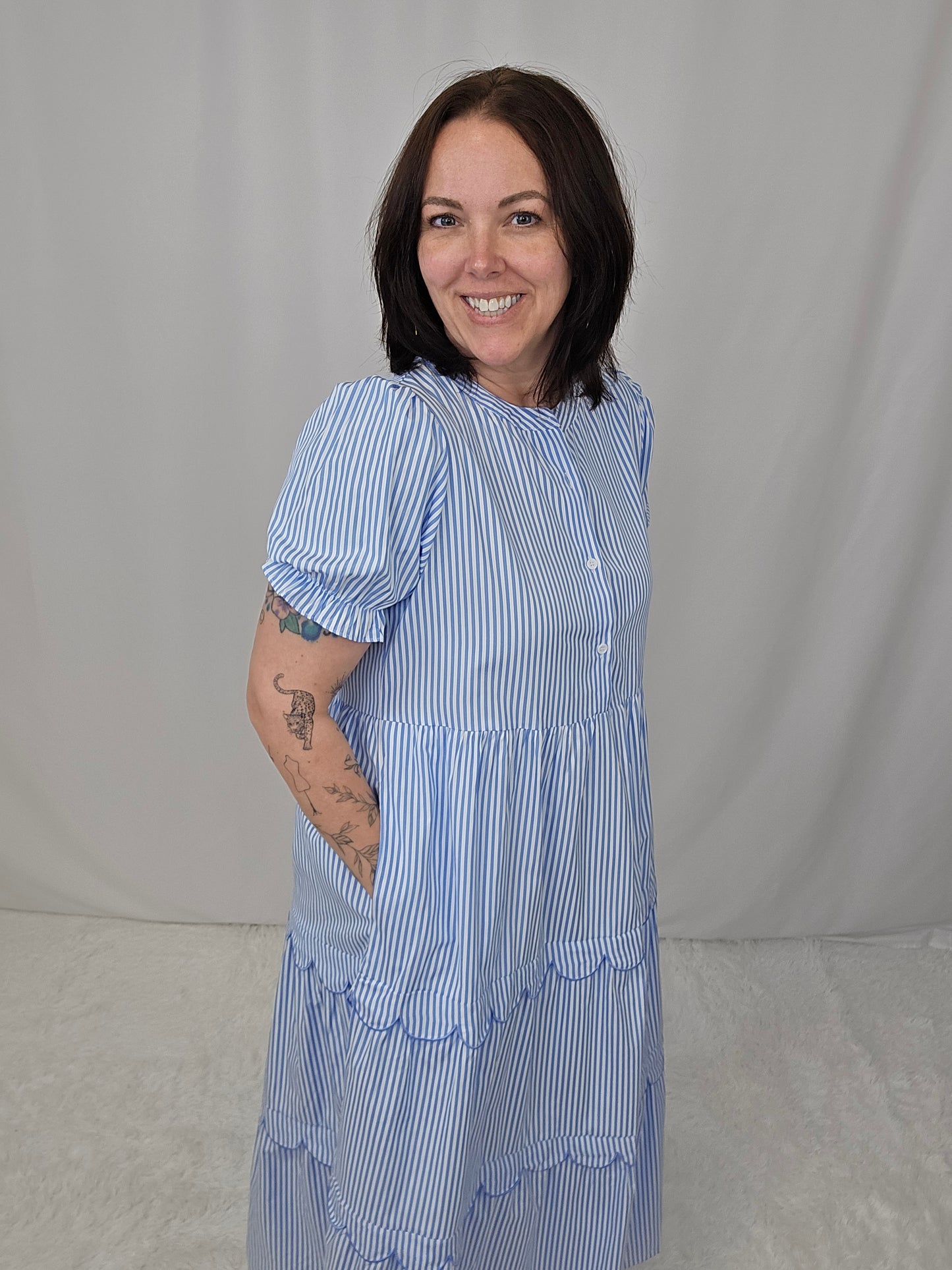 Barb Blue Stripe Dress