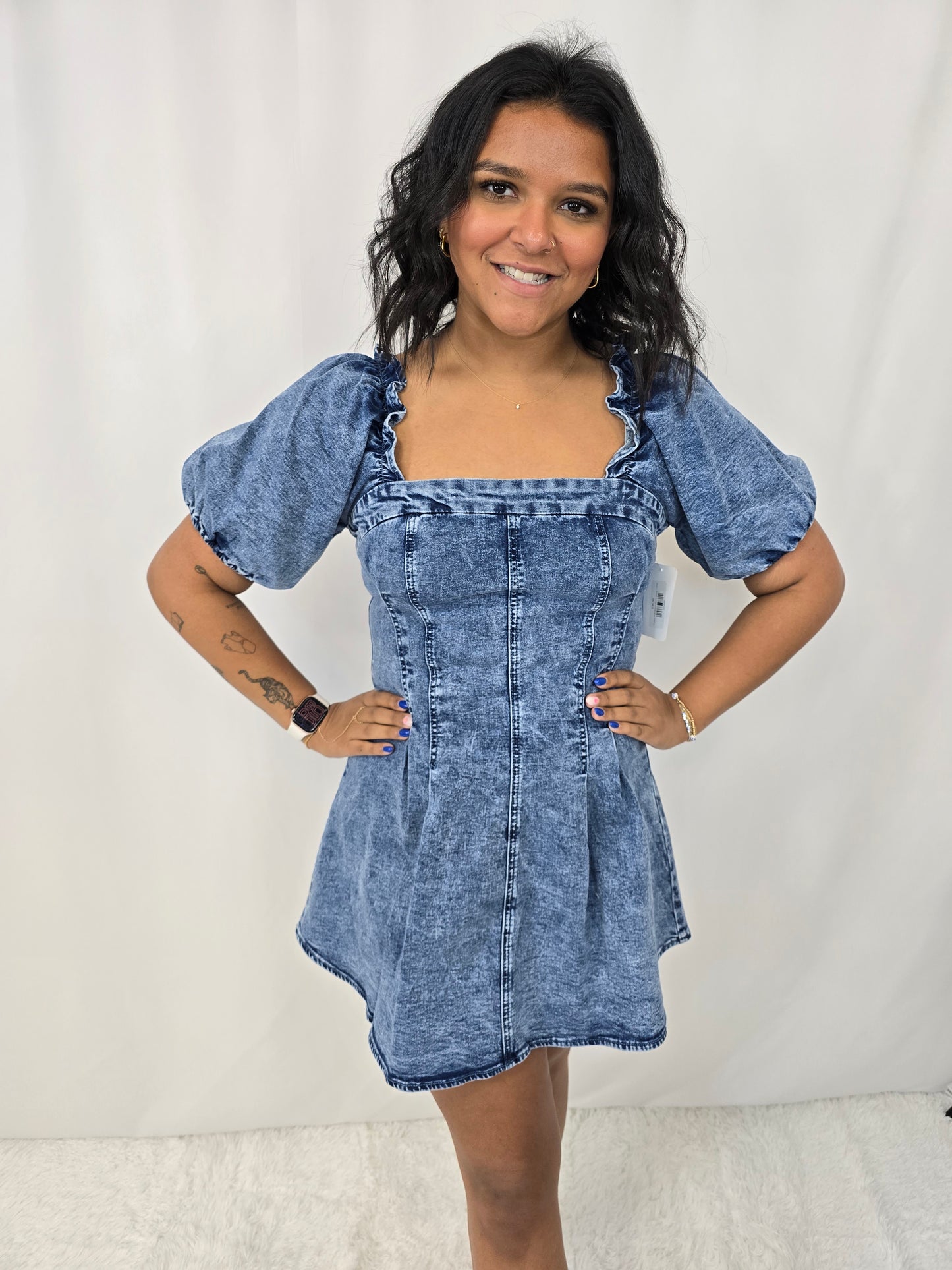 Presley Puff Sleeve Denim Dress