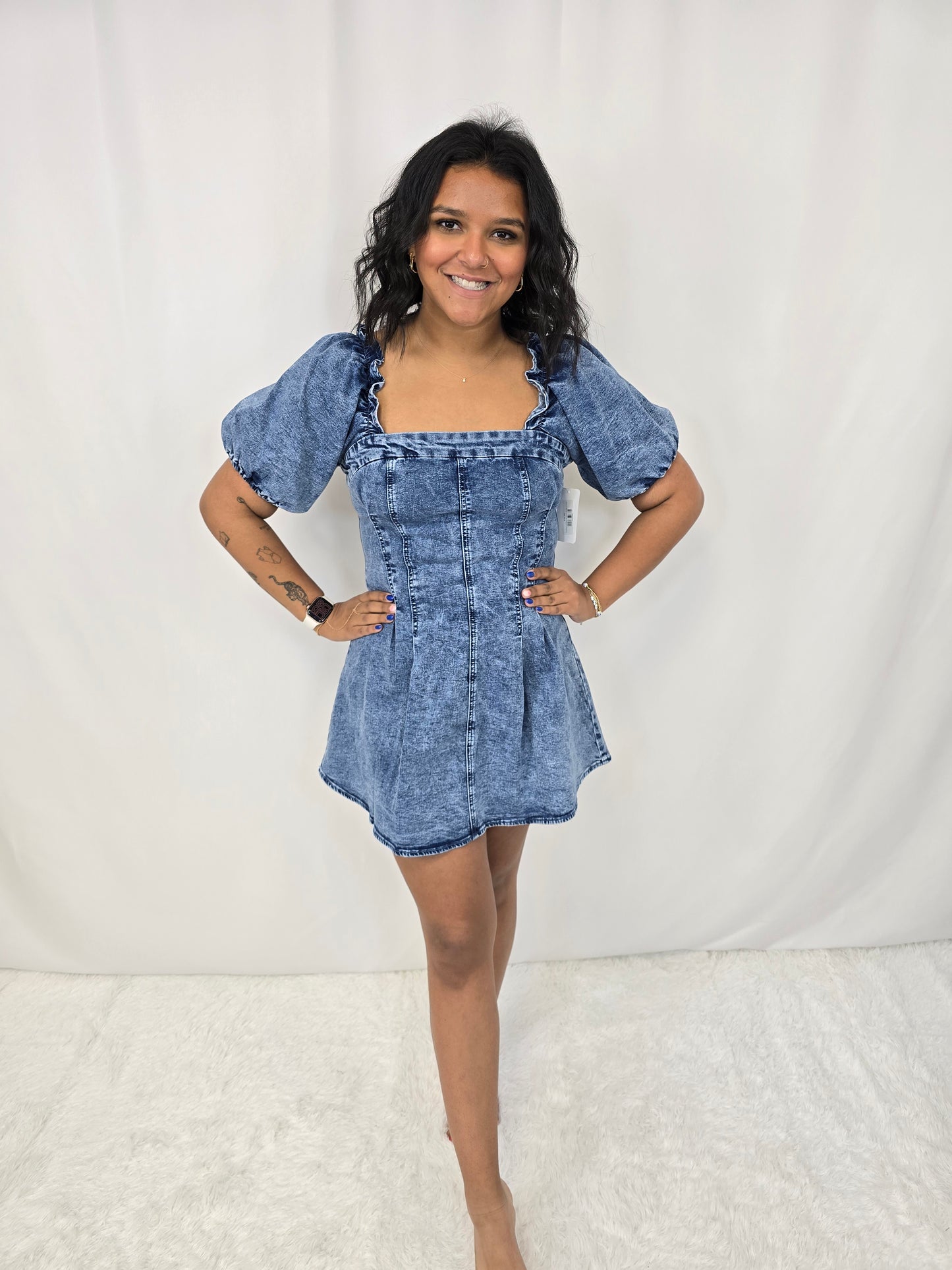 Presley Puff Sleeve Denim Dress
