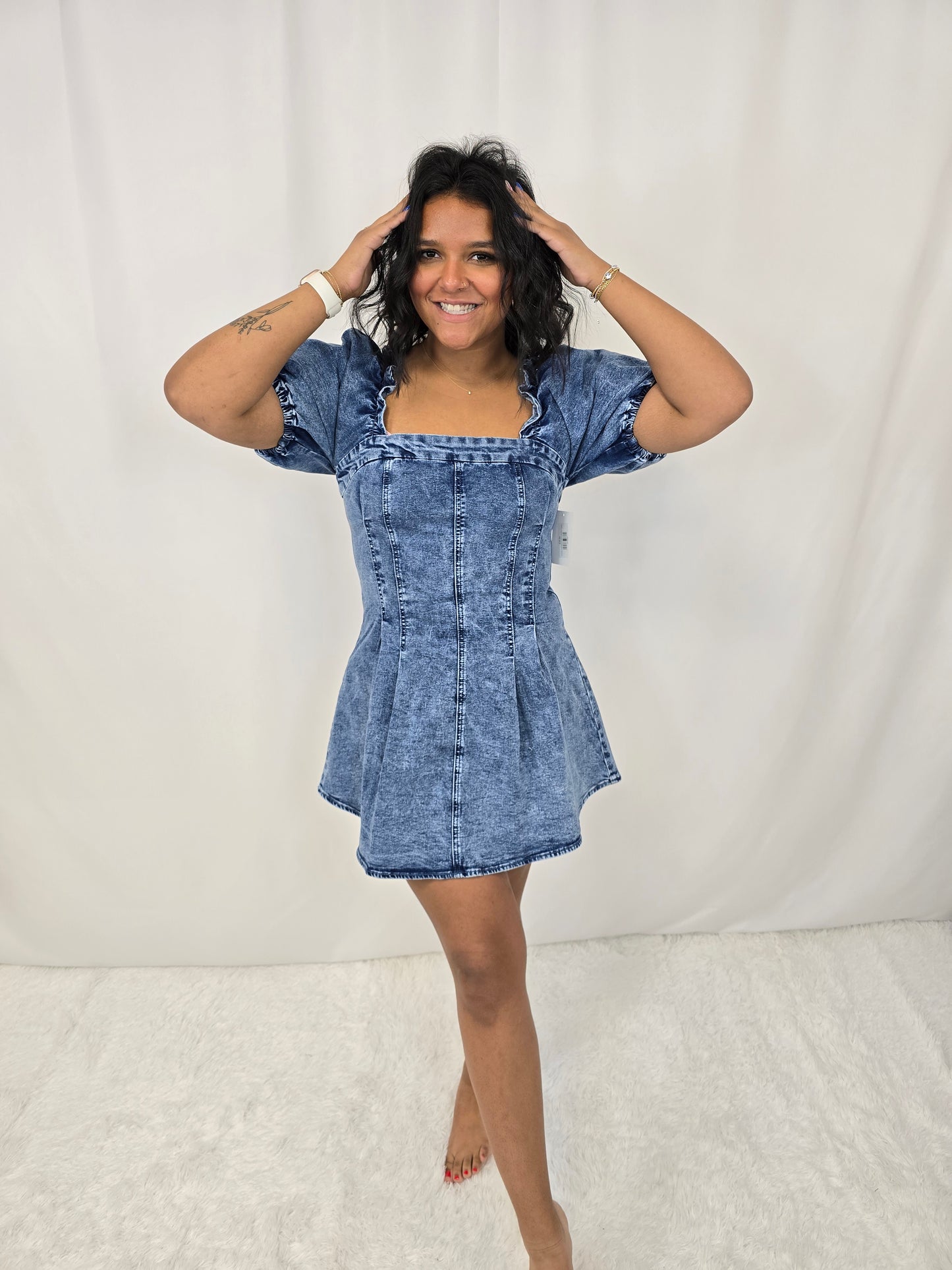 Presley Puff Sleeve Denim Dress
