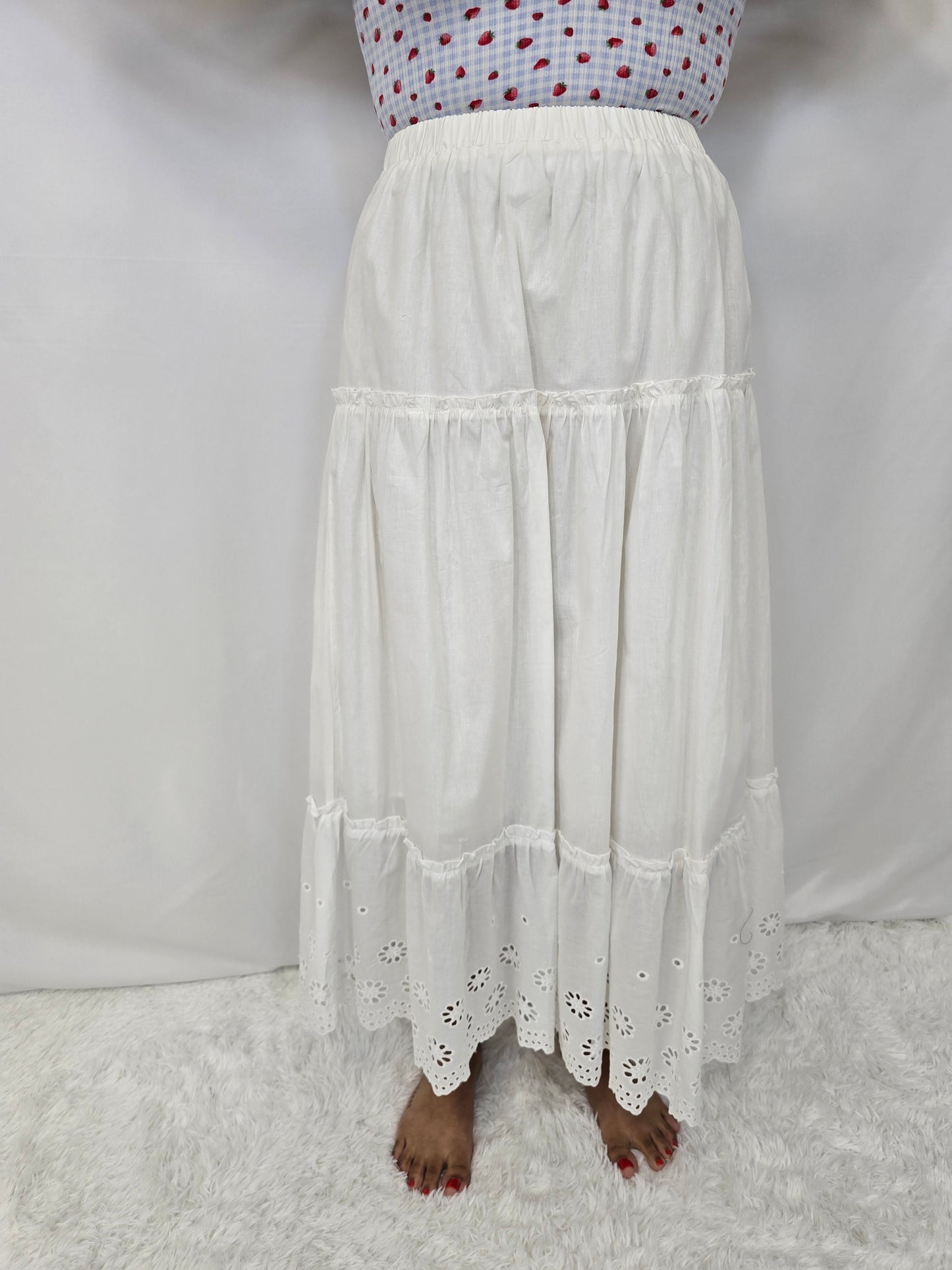 Wrenley White Eyelet Skirt