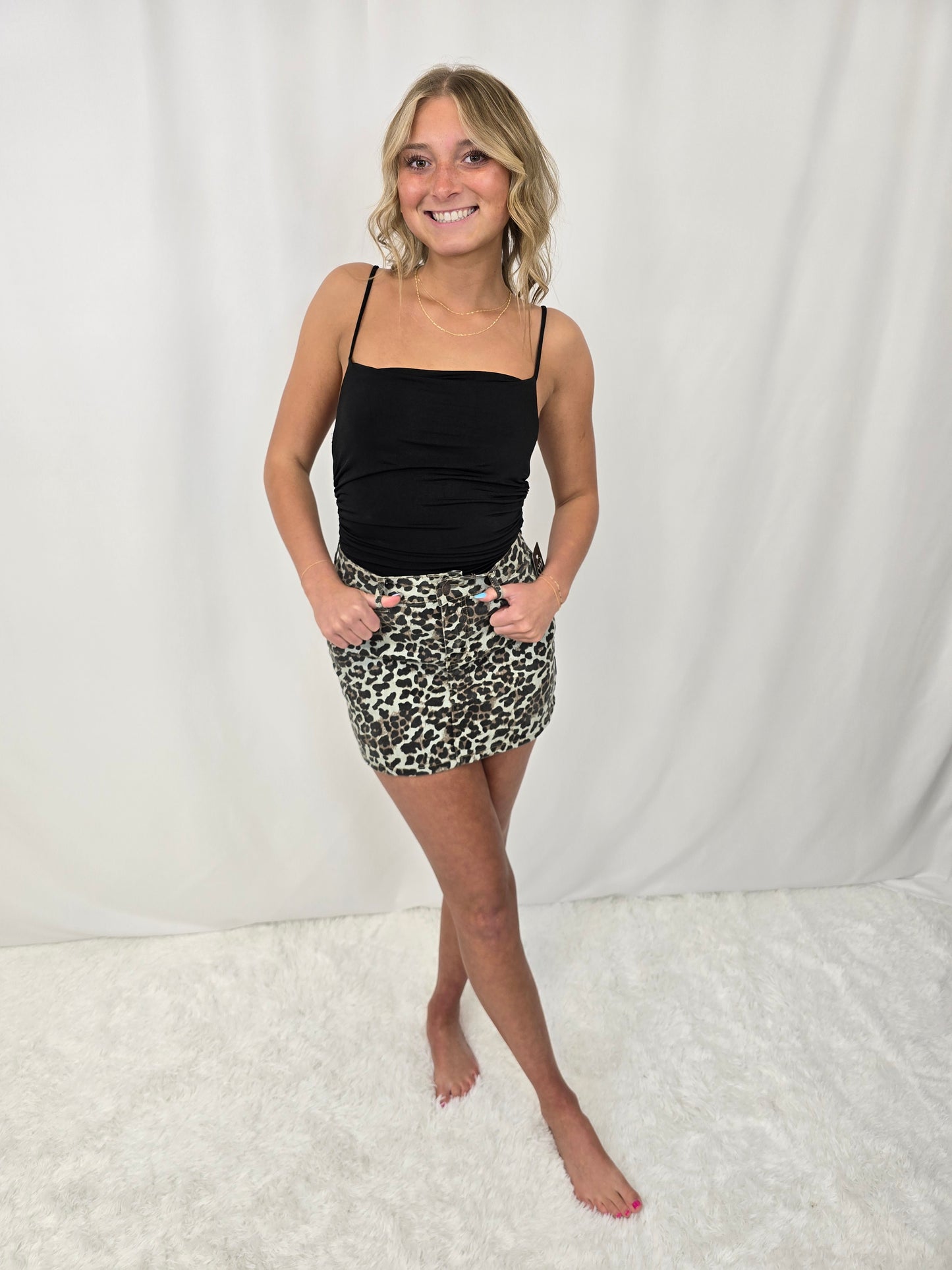 Leopard Denim Skirt