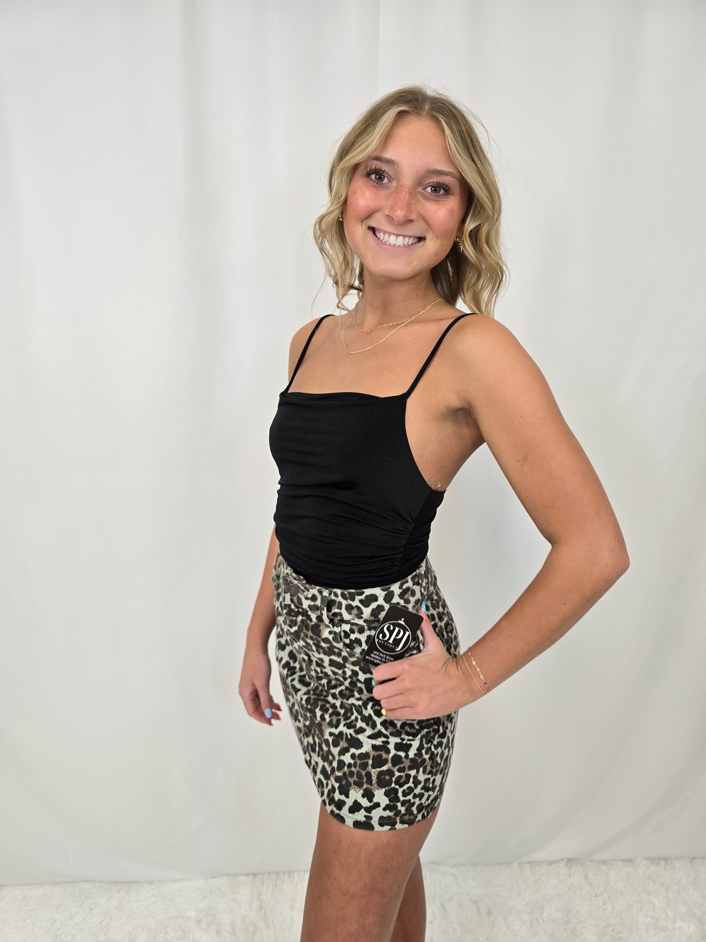 Leopard Denim Skirt