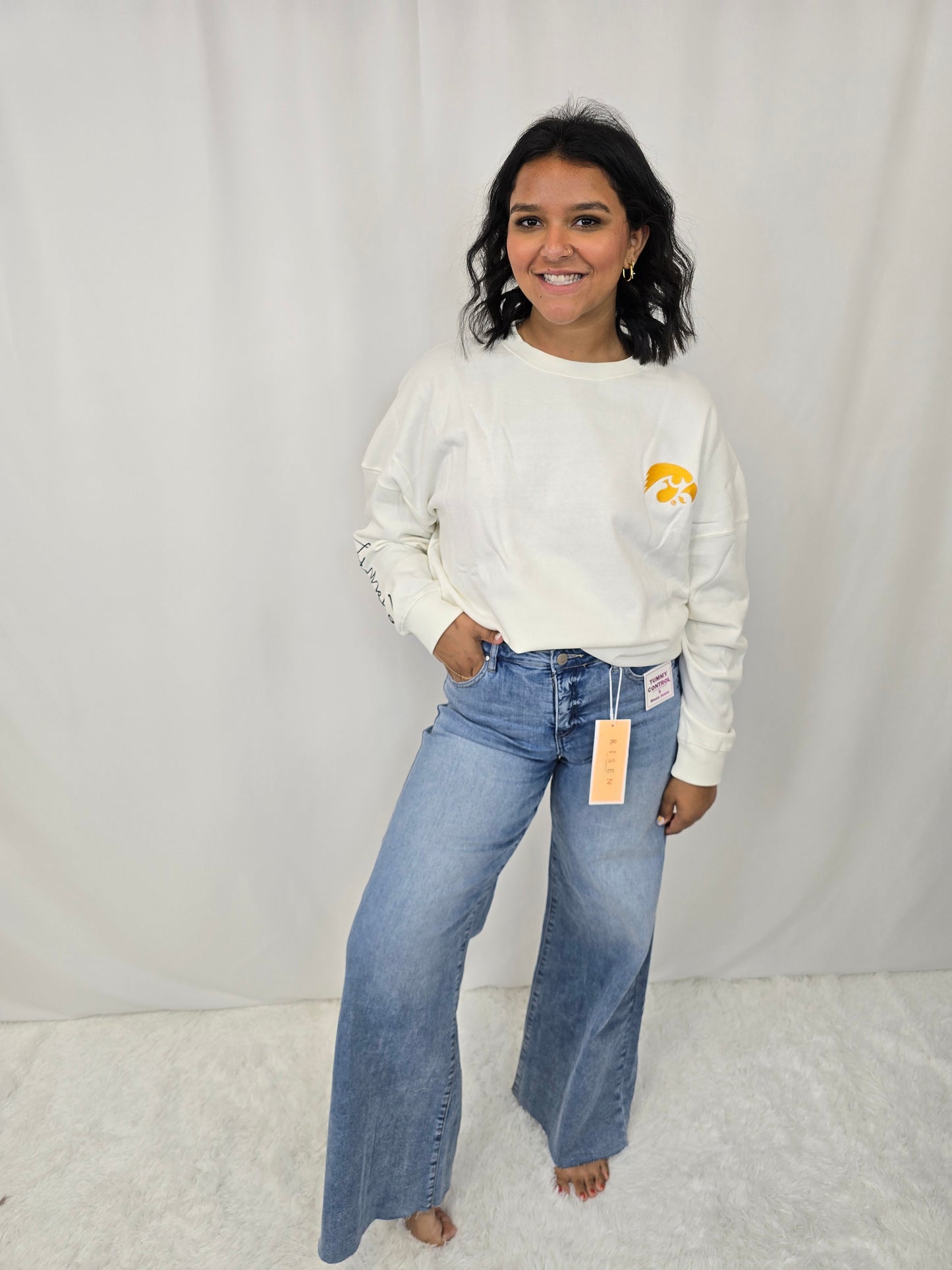 Go Hawks White Crewneck